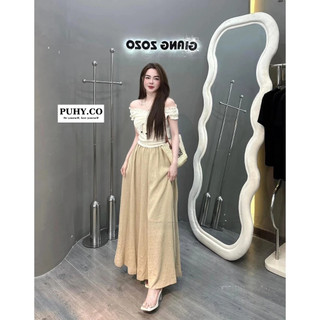 Set áo nhún vai chân váy xuông - ảnh thật