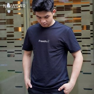 Áo thun nam in hình FREEDOM, Cotton chống nhăn cao cấp NOWEAR, chuẩn dáng, giữ form bền bỉ và siêu thoáng