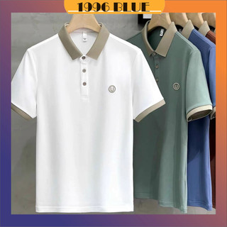 Áo polo nam phối cổ phong cách hàng quốc, áo thun nam chất vải cotton mềm mát mẫu mới 2022 - 1996BLUE