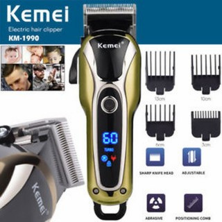 Tông Đơ Cắt Tóc Không Dây Chuyên Nghiệp Kemei KM-1990 .Sạc Pin Cao Cấp- Lưỡi Thép Chống Gỉ (Hàng NK)