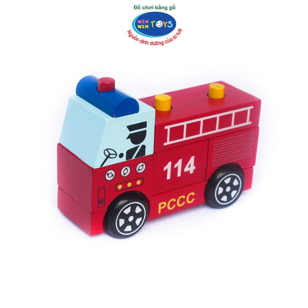 Đồ chơi gỗ Lắp ráp xe cứu hỏa 61292 Winwintoys 61292, phát triển tư duy, khả năng quan sát