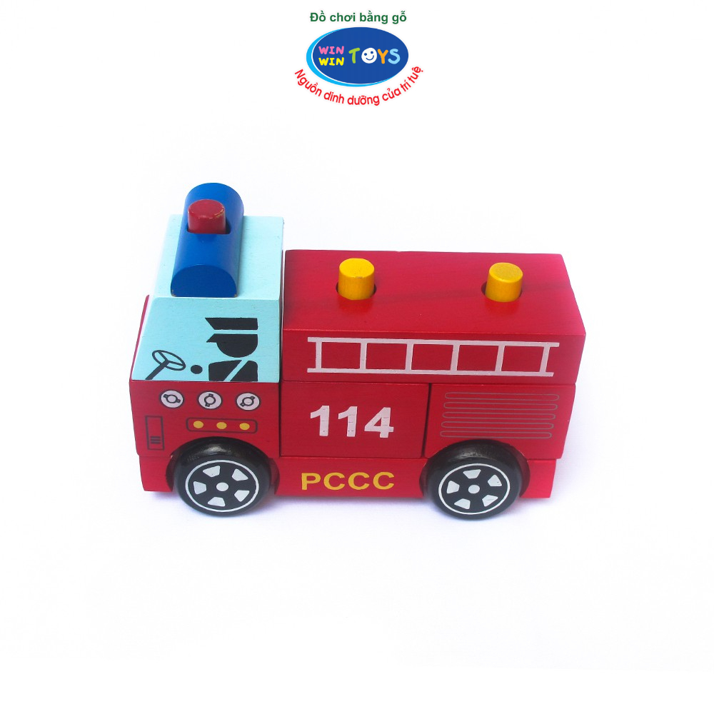 Đồ chơi gỗ Lắp ráp xe cứu hỏa 61292 Winwintoys 61292, phát triển tư duy, khả năng quan sát