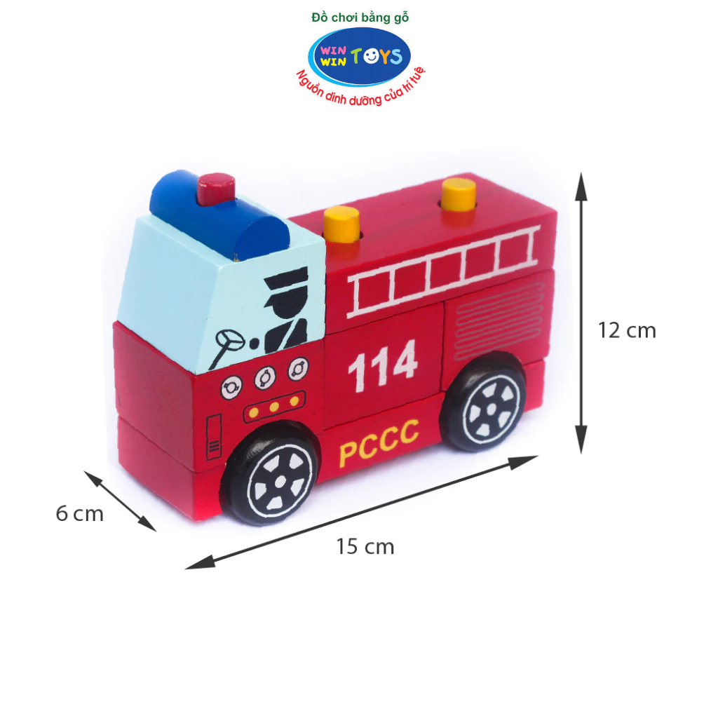 Đồ chơi gỗ Lắp ráp xe cứu hỏa 61292 Winwintoys 61292, phát triển tư duy, khả năng quan sát
