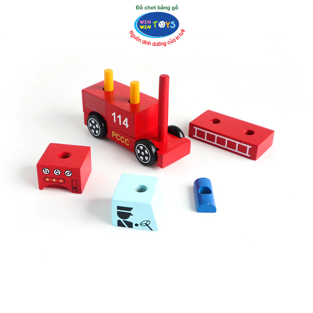 Đồ chơi gỗ Lắp ráp xe cứu hỏa 61292 Winwintoys 61292, phát triển tư duy, khả năng quan sát