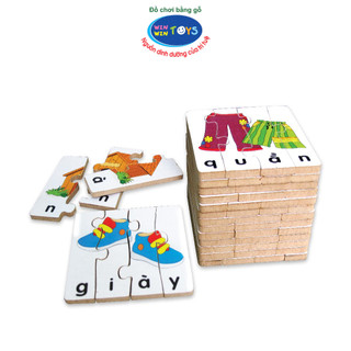 Đồ chơi gỗ Winwintoys - Bộ ghép hình học chữ Tiếng Việt 2