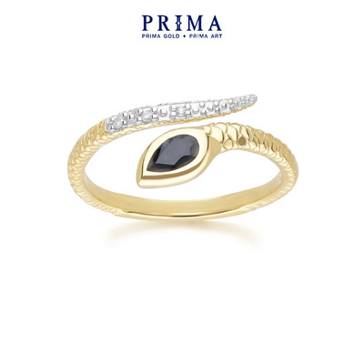 PRIMA Nhẫn  9K - Kim Cương & Đá Blue Sapphire- BST Serpent - 133R9812-01