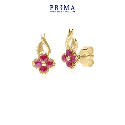 PRIMA Bông tai  9K - Đính Ruby - BST LUCKY FLOWER - 135E1812-03