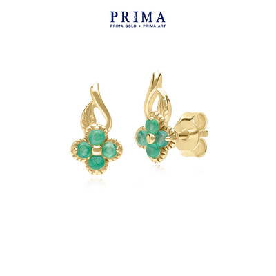 PRIMA Bông tai  9K - Đính Đ á Emerald - BST LUCKY FLOWER - 135E1812-01