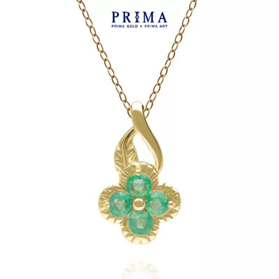 PRIMA Mặt dây  Vàng 9K - Đính Đ.á Emerald - BST LUCKY FLOWER - 135P2096-01