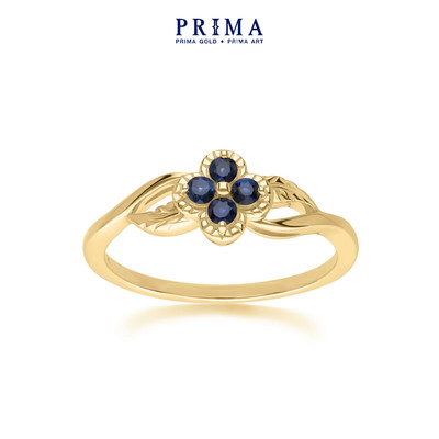 PRIMA Nhẫn Vàng 9K - Đính Đá Blue Sapphire - BST LUCKY FLOWER - 135R2048-02