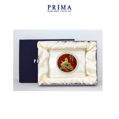 Quà Tặng Mỹ Nghệ Phủ Vàng 24K ( Chặn Giấy) PRIMA ART - Mèo  Thần Tài - Size 10x12cm - DGS-0004-01