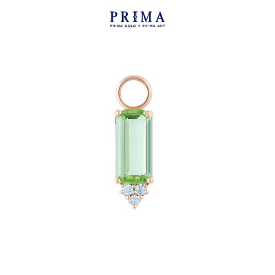 PRIMA Charm Bông Tai  9K - Kim Cương & Đá PERIDOT - Hình Chữ Nhật - BST HUGGIE (1 Chiếc)