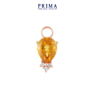 PRIMA Charm Bông Tai  9K - Kim Cương & Đá CITRINE - Hình Giọt Nước - BST HUGGIE (1 Chiếc)