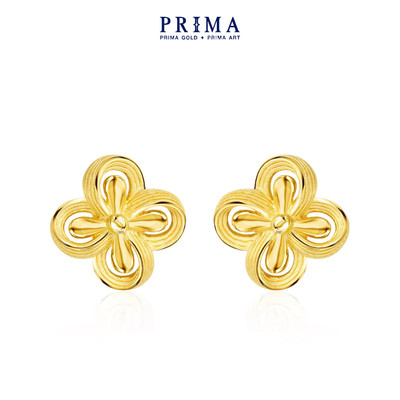 PRIMA Bông tai Vàng 24K - Hoa 4 cánh may mắn (Chuôi + Chốt vàng 18k)  - 111E4009
