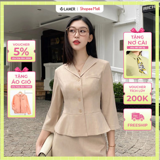 Áo kiểu nữ dáng peplum tay lỡ cổ bẻ LAMER O61H24Q007