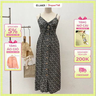 Đầm maxi đi biển hai dây đính cúc VIEN TRAN O63M24H007