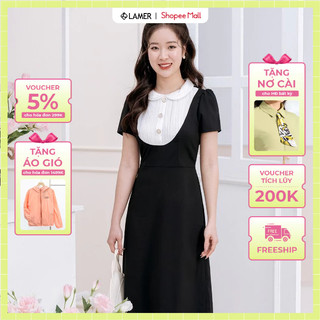 Đầm dáng A phối ngực, cổ sen phối ngực LAMER O63R24H005