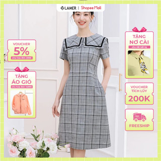 Đầm nữ dáng A phủ vai phối viền LAMER O63R24H006