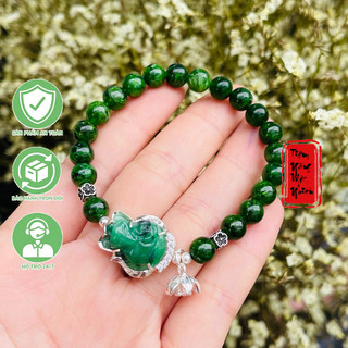 Vòng tay mix hồ ly + charm bạc - Đá Diop