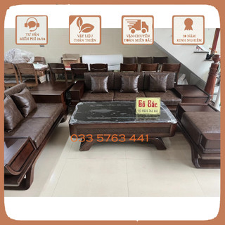 Bộ ghế sofa bằng gỗ Sồi Nga đẹp cho phòng khách kiểu 2 văng dài kích thước lớn hiện đại sang trọng