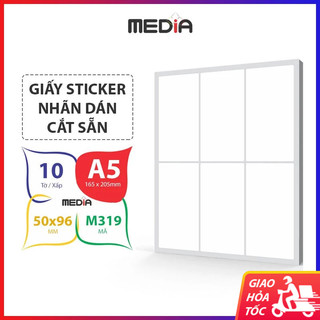 Decal Giấy A5 Media M319 (50x96) Xấp 10 Tờ, Giấy Dán Ghi Chú Sticker In Tem Nhãn Dán Decal Tomy A5