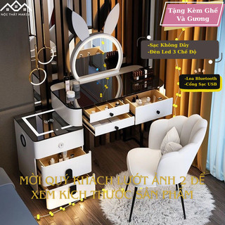 Bàn trang điểm thông minh, bàn trang điểm đa năng có loa bluetooth, sạc không dây, đèn cảm ứng 3 màu nội thất maris