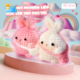 DIY - Set nguyên liệu móc len móc khóa thỏ đeo túi dễ thương, bộ nguyên liệu móc len đầy đủ hướng dẫn cho người mới