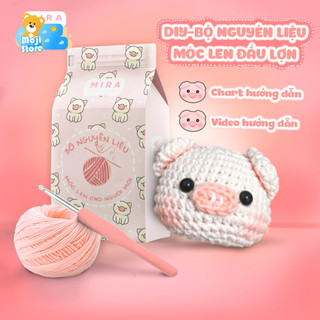 DIY - Set nguyên liệu móc Bé Heo dễ thương, đồ thủ công dễ thương, bộ đan móc cho người mới Moji Store