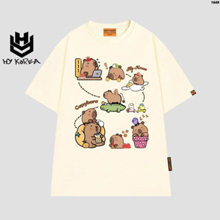 Áo thun HY KOREA Capybara Cá Sấu 1649 tay lỡ form rộng dễ thương