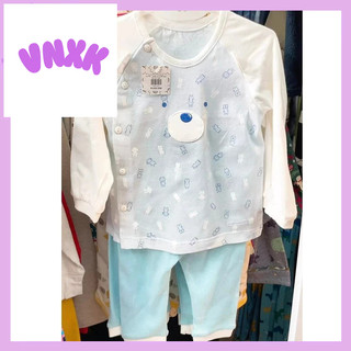 Bộ cotton em bé xuất Hàn hình mặt gấu