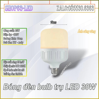 Bóng đèn LED trụ tròn - ánh sáng vàng 30W (nhiệt độ màu 3000K - bảo hành 12 tháng)