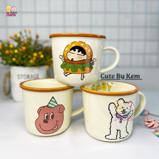 Ly cốc sứ hình cún con đáng yêu, cốc sứ hình Shin Chan, làm quà tặng, phong cách retro