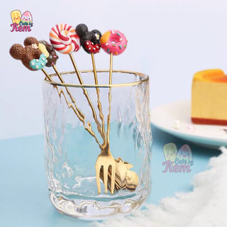 Thìa uống trà cà phê, ăn bánh tráng miệng, dĩa ăn hoa quả bằng thép không gỉ hình bánh kẹo