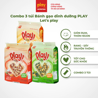 Combo 3 túi bánh gạo dinh dưỡng PLAY Let’s play - Thanh gạo lứt ngũ cốc, bánh ăn vặt healthy