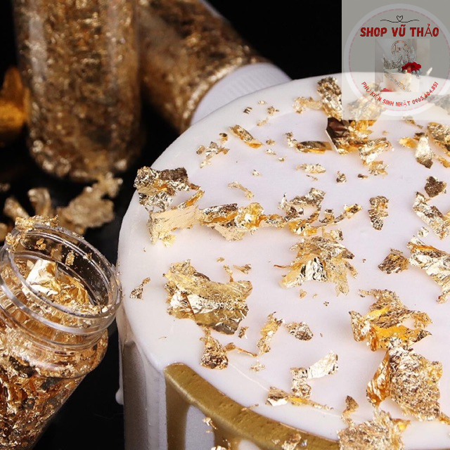 Lọ 2gr lá vàng bạc cán mỏng trang trí bánh kem