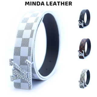 Thắt lưng nam lv mặt khóa cài trắng đính đá full siêu đẹp S1A1CLV7T - MINDA LEATHER