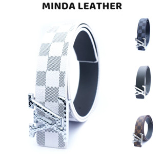  Thắt lưng nam lv mặt cài mạ bạc chữ nhỏ nhiều màu S1A1CLV1T - MINDA LEATHER 