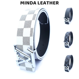 Thắt lưng nam lv, dây lưng lv mặt khóa cài mạ bạc cao cấp S1A1CLV6 - MINDA LEATHER