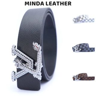Thắt lưng nam Lv  Rồng mạ bạc S1A1CLV11T - MINDA LEATHER