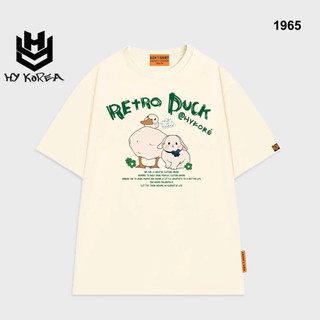 Áo thun Retro Duck 1965 HY KOREA tay lỡ cotton 75 form rộng unisex dễ thương