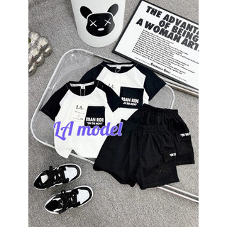 Sét cộc trắng tay đen bé trai cotton cao cấp