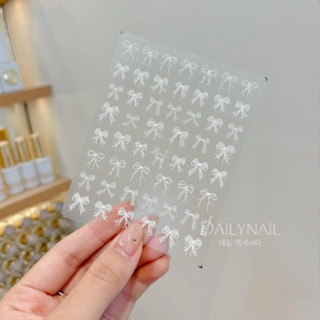 Sticker Nơ trắng Cao cấp Tomoni dán móng