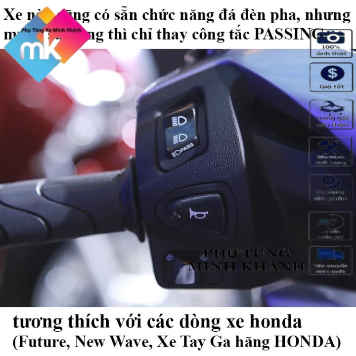 MK| Công tắc Passing SH, Đá đèn pha xe AirBlade,Vision,Lead Honda và nhiều dòng xe máy khác nắp chung Xịn Trần