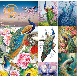   Tranh Đính Đá Chim Công  Tranh Đính Đá Tự Hoàn Thành Kích Thước 40x30cm Tranh Gắn Đá DIY 