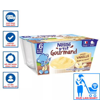 Váng Sữa Nestle P'tit Gourmand Hương Vani - Vỉ 4 Hộp x 100g