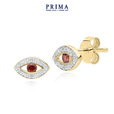 PRIMA Bông tai  9K - Kim cương & Đá Red Garnet - BST TWINKLE EYES - 135E1824-05