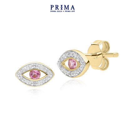 PRIMA Bông tai  9K - Kim cương & Đá Pink Tourmaline - BST TWINKLE EYES - 135E1824-01