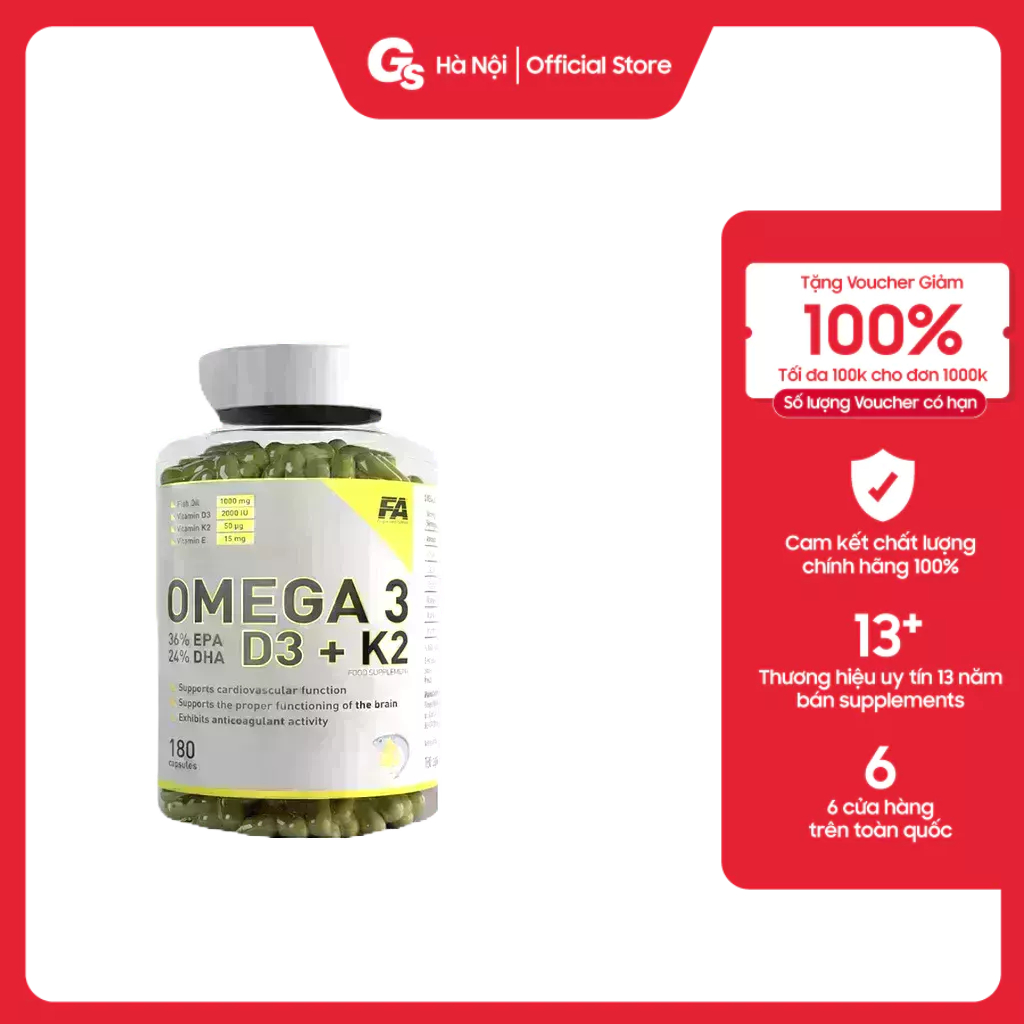 Viên uống FA Engineered Nutrition Omega 3 D3+K2 nhập khẩu Ba Lan - Gymstore