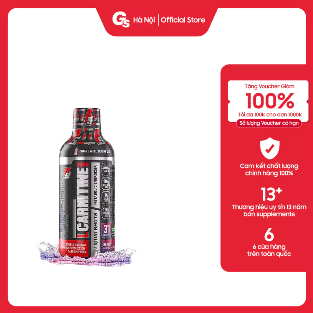 ProSupps L-Carnitine 3000mg (31 Servings) nhập khẩu Mỹ - Gymstore hỗ trợ trao đổi chất, giảm mỡ hiệu quả
