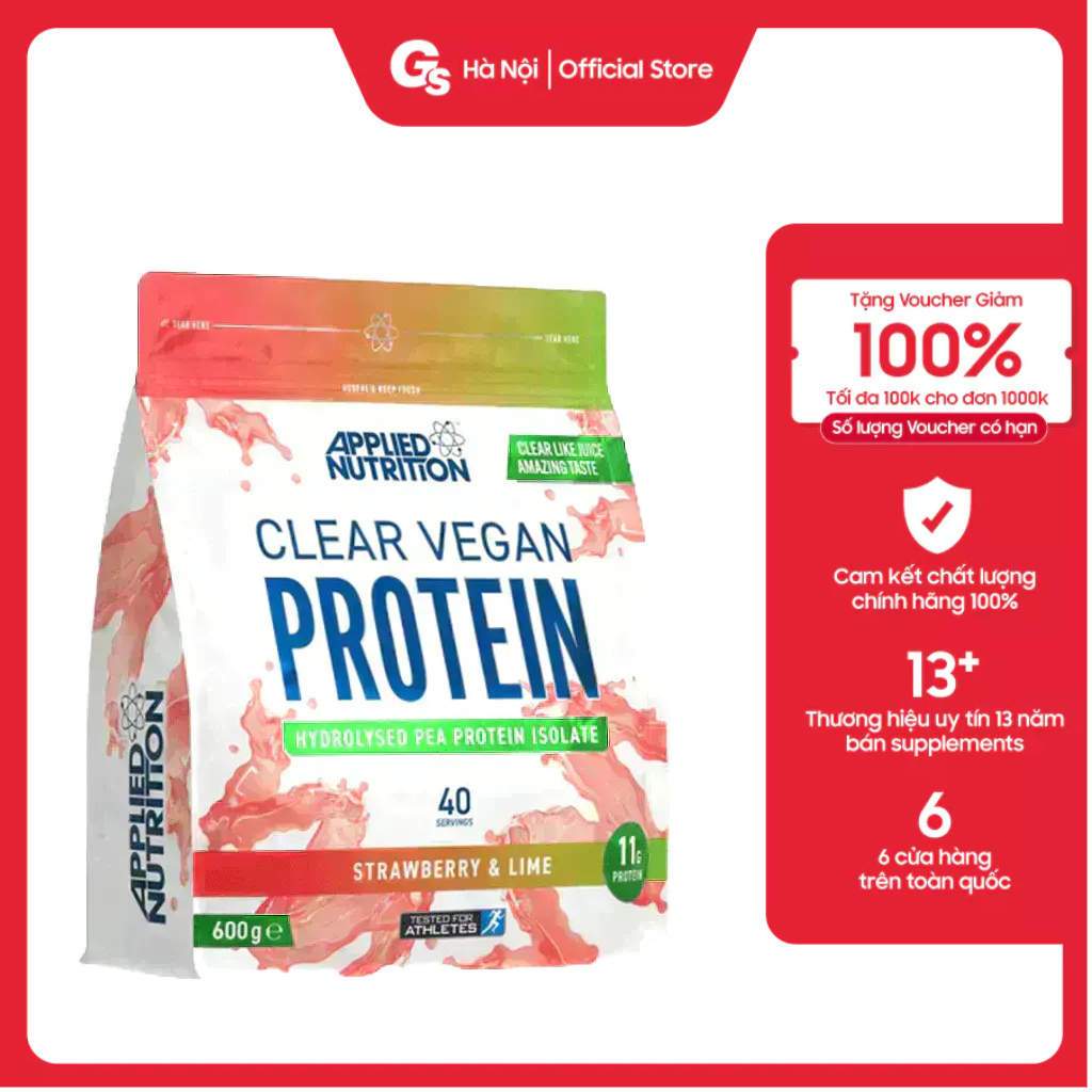 Bột đạm thực vật Applied Clear Vegan Protein 600 Grams (40 Servings) nhập khẩu Anh - Gymstore